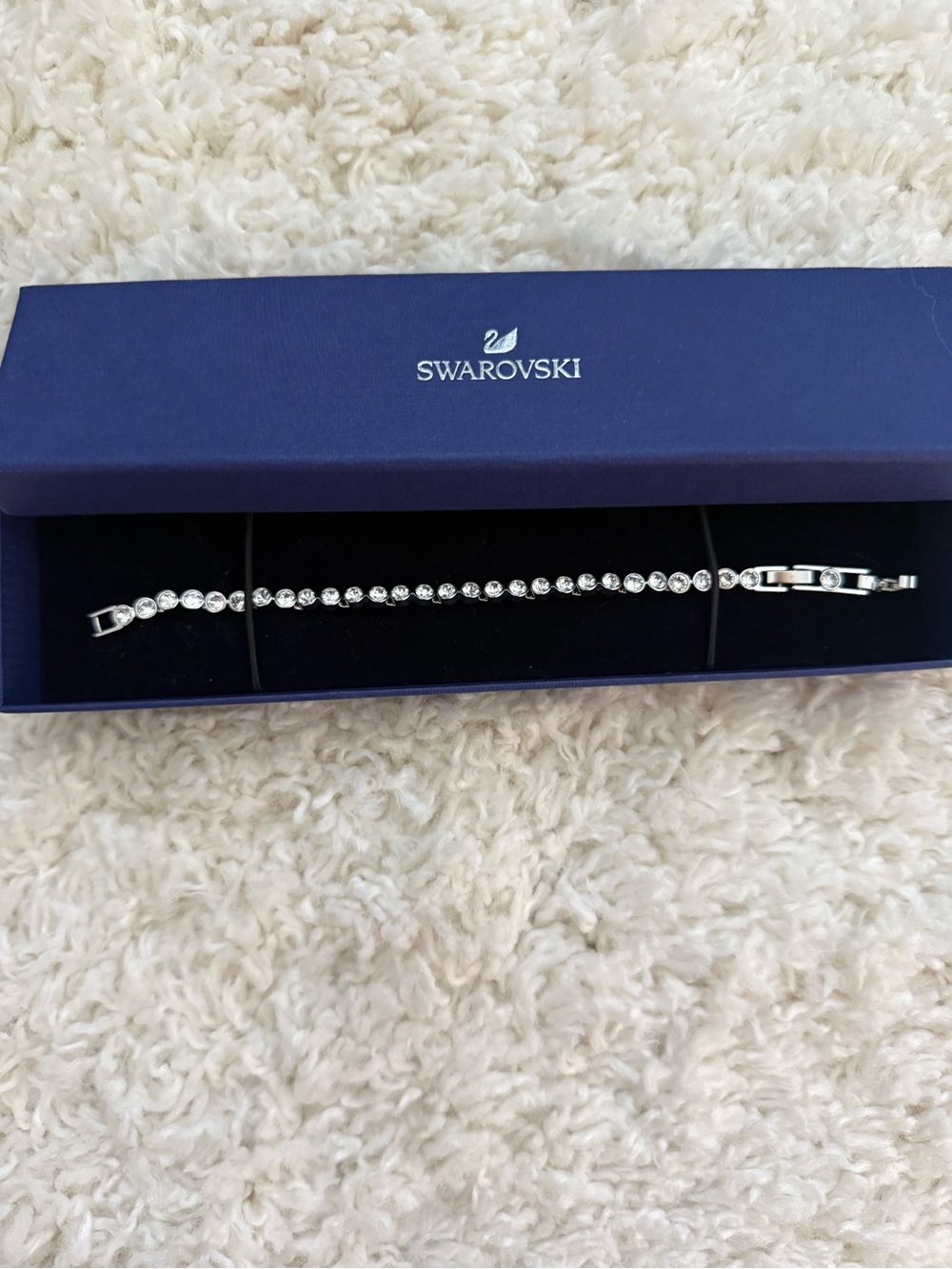 Swarovski Silver-Tone Clear Crystal Line Bracelet